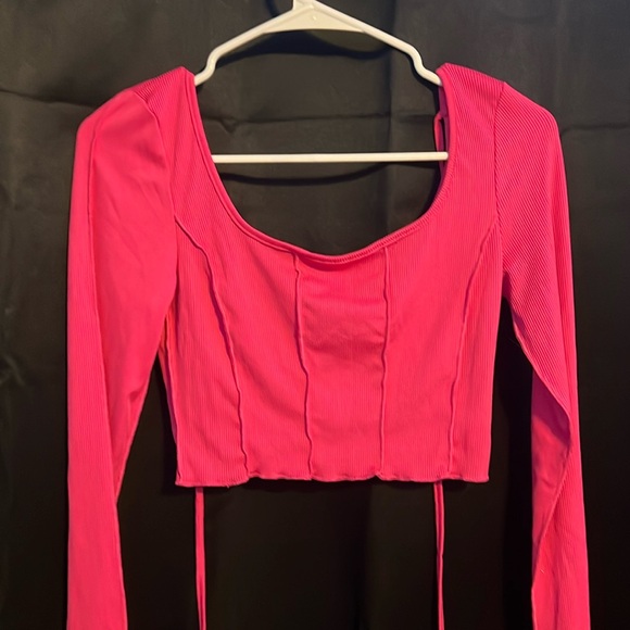 pink long sleeve crop top from shein size small - Picture 2 of 5